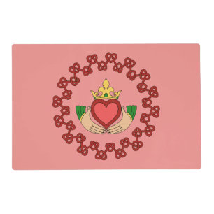 Claddagh and Red Knotwork on Pink Placemat