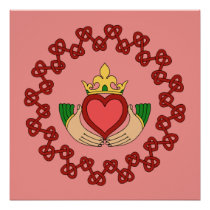 Claddagh and Red Knotwork on Pink