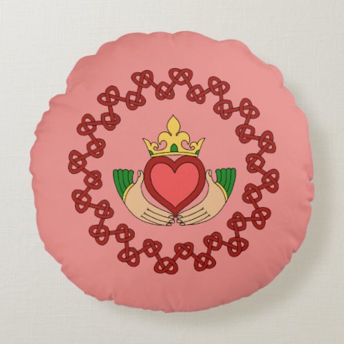 Claddagh and Red Knotwork on Pink