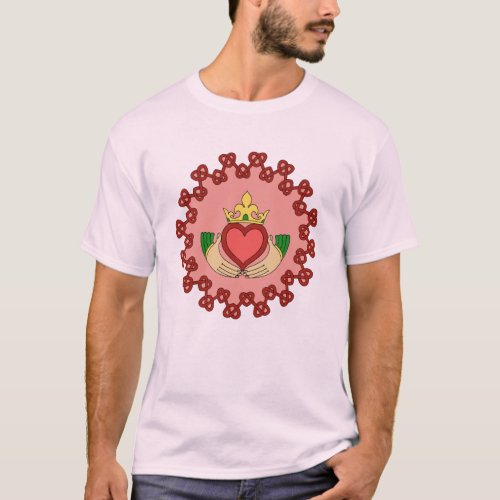 Claddagh and Red Knotwork on Pink