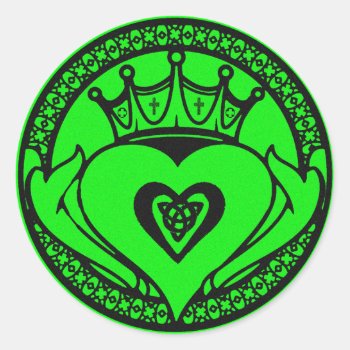 Claddagh Classic Round Sticker by Pot_of_Gold at Zazzle