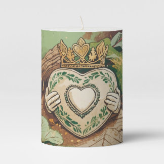 Claddagh Forest Design, Irish Celtic Heart Pillar Candle