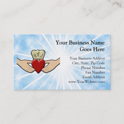 Customizable Claddagh Graphic with Red Heart Business Card Template