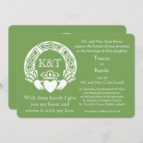 Claddagh Initials _ Customize Background color Invitation