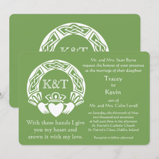 Claddagh Initials - Customize Background color Invitation