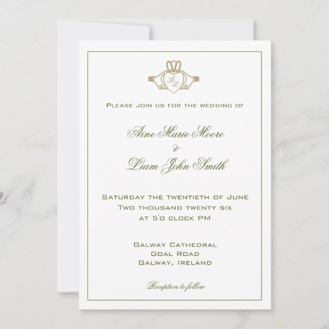 Claddagh Irish Wedding Invitation (Front)