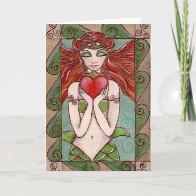 claddagh mermaid greetings card (Front)