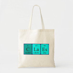 Claes periodic table name tote bag