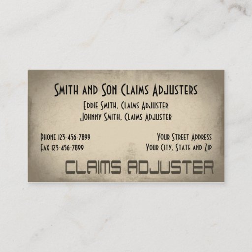 Customizable Claims Adjuster Business Card