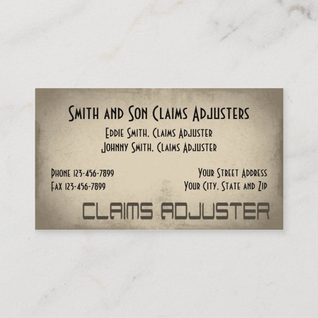 Claims Adjuster Business Card (Front)