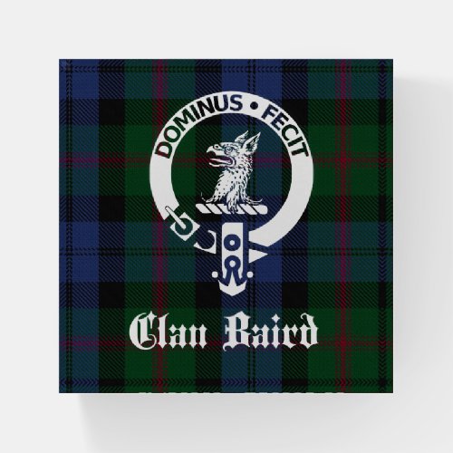 Clain Baird Crest Badge and Tartan Paperweight