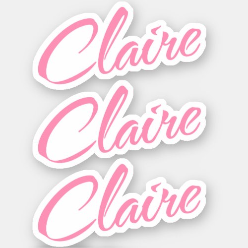 Claire Decorative Name in Pink x3 Sticker