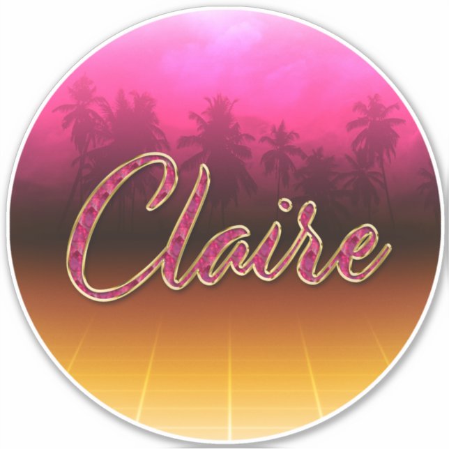 Claire First Name Golden pink Sticker (Front)