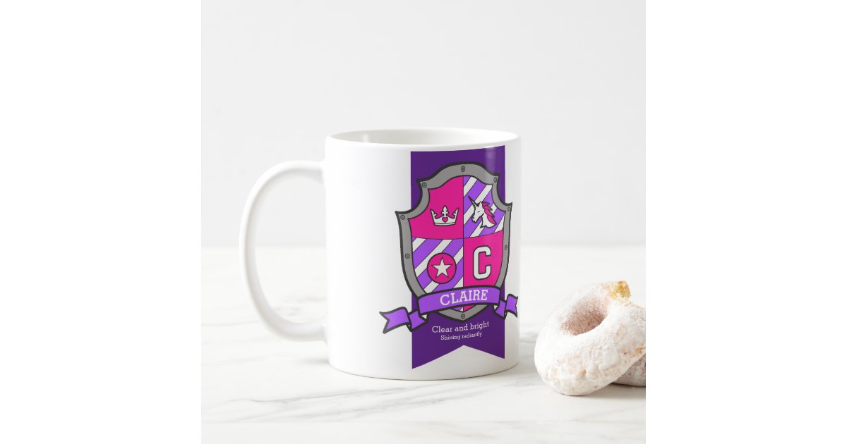 Claire Letter C Crest Pink Unicorn Name Meaning Coffee Mug Zazzle Com