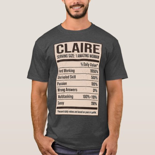 Claire Nutrition Facts Name Nickname Alias Title F T_Shirt