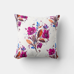 Claire-Two-sided Harvest Floral on White Throw Pillow