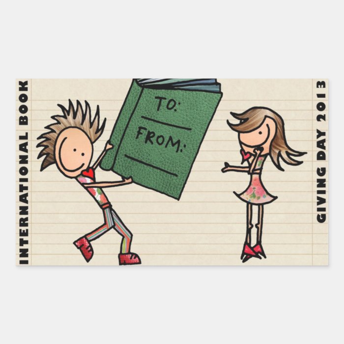 Claire Wildish   Book Giving Day bookplate Rectangle Sticker