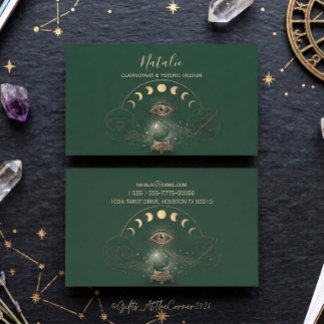 Clairvoyant Psychic Medium Eye Moon Green Business Card
