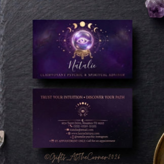 Clairvoyant Psychic Medium Spiritual Advisor Business Card