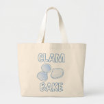 Clam Bake Clambake Retro Vintage Ad Sign Logo Blue Large Tote Bag at Zazzle