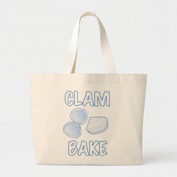 Clam Bake Clambake Retro Vintage Ad Sign Logo Blue Large Tote Bag by Littoral at Zazzle