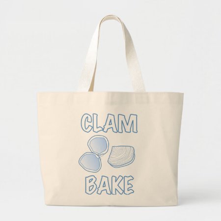 Clam Bake Clambake Retro Vintage Ad Sign Logo Blue Large Tote Bag