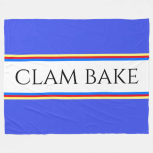 CLAM BAKE Royal Blue White Red Racing Stripes Fleece Blanket