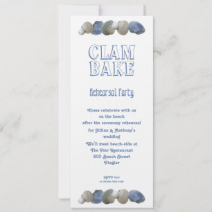 Clam Bake Tall Wedding Rehearsal Party Invitation