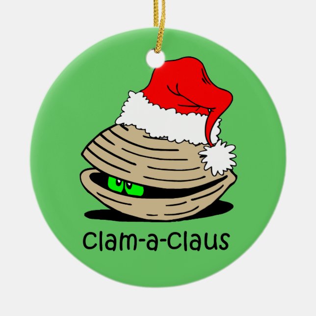 clam Christmas Ceramic Ornament (Front)