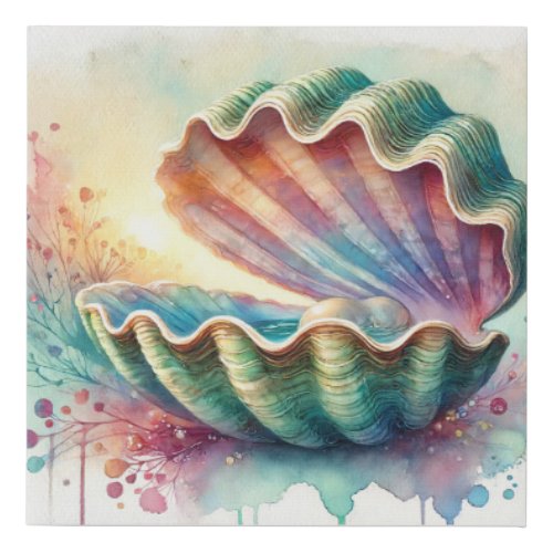 Clam in Watercolor 180624AREF108 _ Watercolor Faux Canvas Print