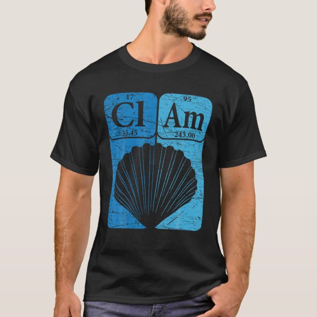 Clam Periodic Table Elements Seafood Shellfish Ret T-Shirt (Front)