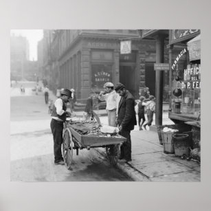 Clam Seller in Little Italy, 1906. Vintage Photo Poster