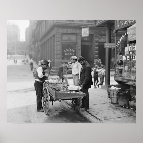Clam Seller in Little Italy 1906 Vintage Photo Poster