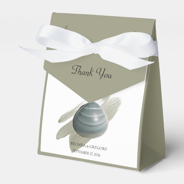Clam Watercolor Stroke Wedding Favor Boxes (Front Side)