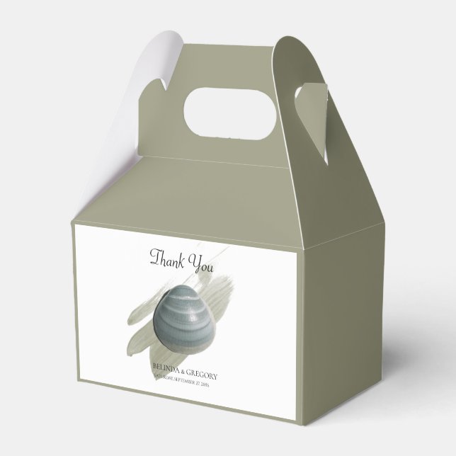 Clam Watercolor Stroke Wedding Favor Boxes (Front Side)