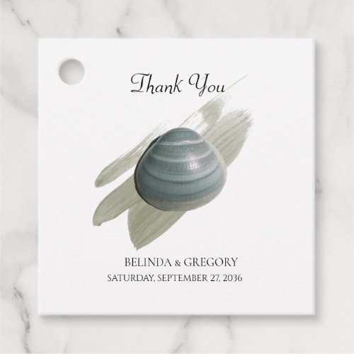 Clam Watercolor Stroke Wedding Gift Favor Tags