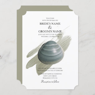 Clam Watercolor Stroke Wedding Invitations