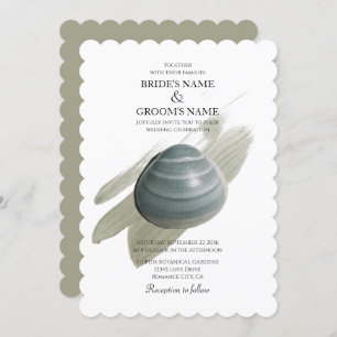 Clam Watercolor Stroke Wedding Invitations