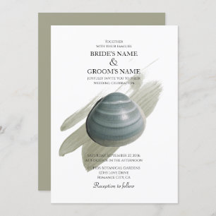 Clam Watercolor Stroke Wedding Invitations
