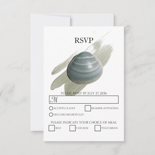 Clam Watercolor Stroke Wedding RSVP Cards (Front)