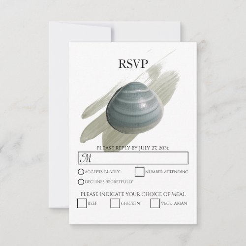 Clam Watercolor Stroke Wedding RSVP Cards