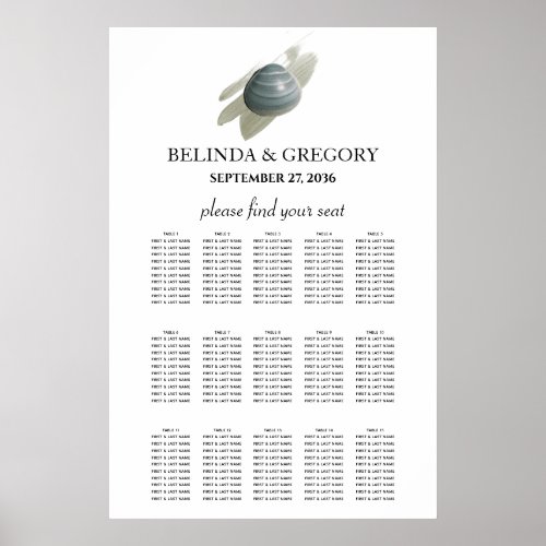Clam Watercolor Stroke Wedding Seating Chart
