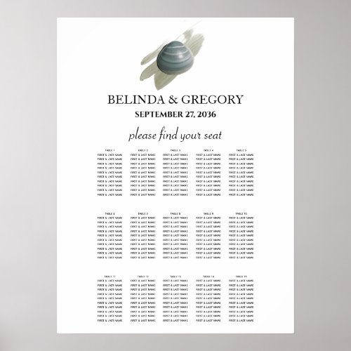 Clam Watercolor Stroke Wedding Seating Chart