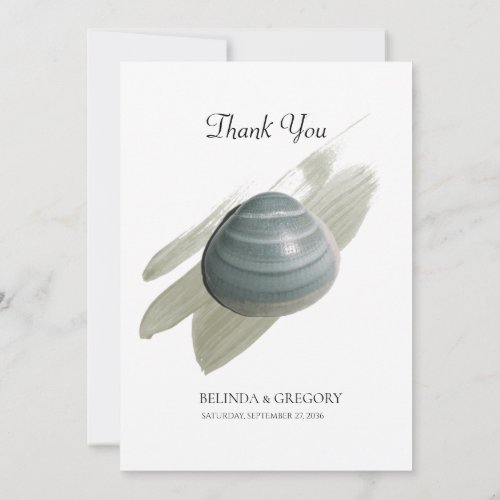 Clam Watercolor Stroke Wedding Thank You Card