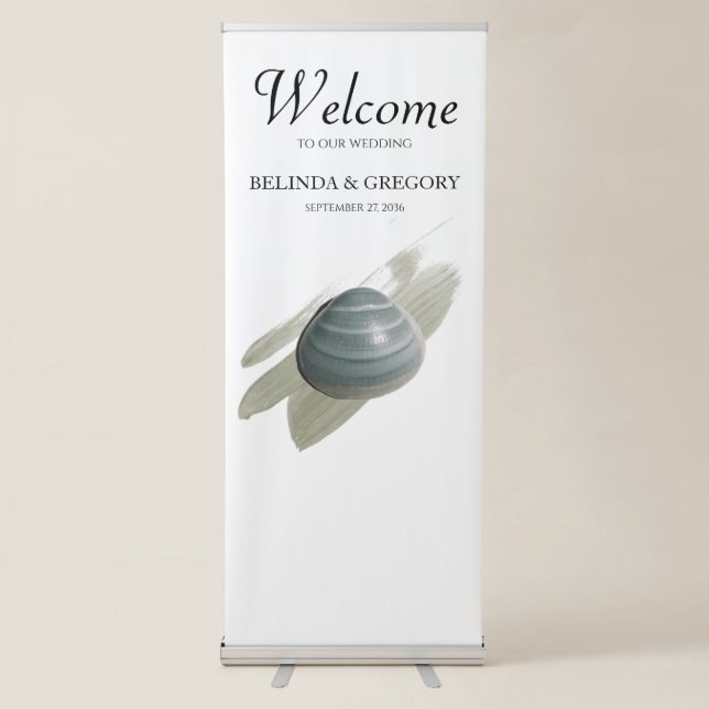 Clam Watercolor Stroke Wedding Welcome Sign (Front)