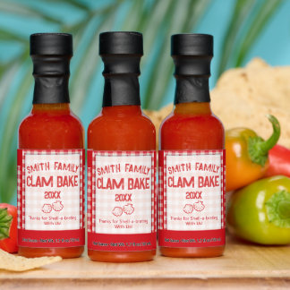 Clambake Casual Seafood Cookout Dinner Gingham Hot Sauces