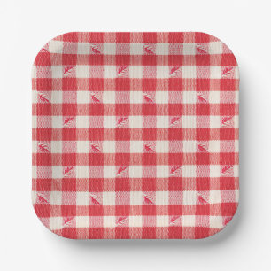Clambake Casual Seafood Party Gingham Plaid Paper Plates