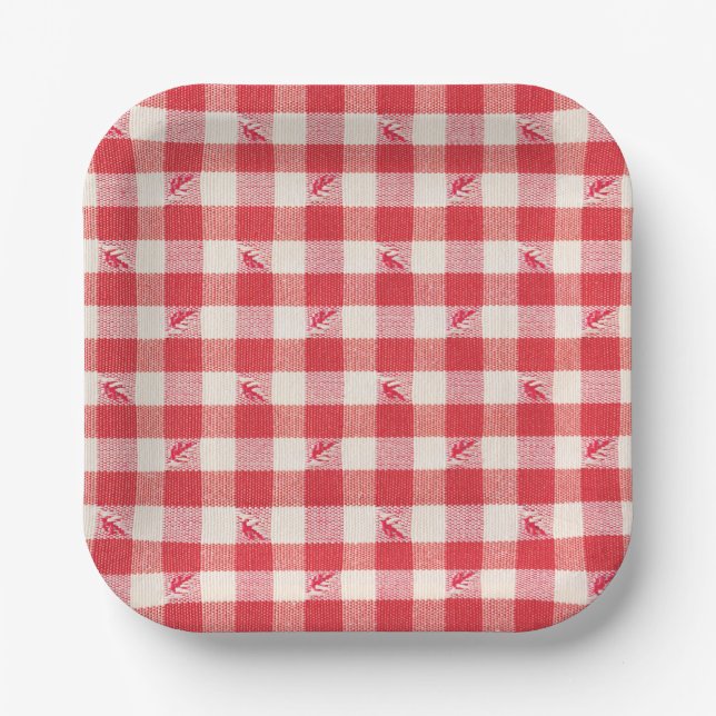 Clambake Casual Seafood Party Gingham Plaid Paper Plates (Front)