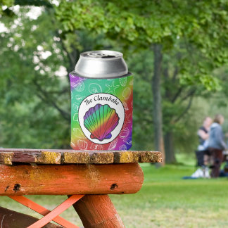 Clambake Rainbow Clam Shellfish Pattern Can Cooler