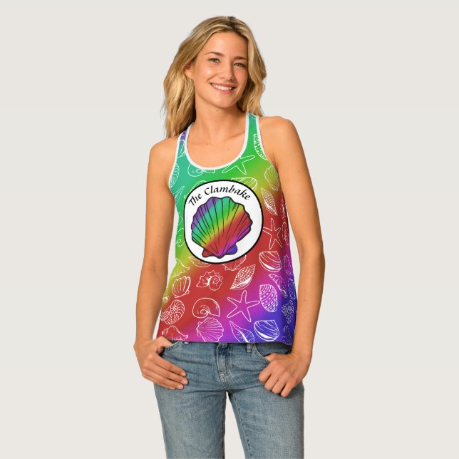 Clambake Rainbow Clam Shellfish Pattern Tank Top (Front Full)